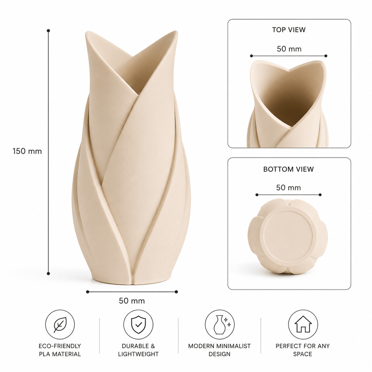 Tulip Leaf Decorative Vase (3 Pcs Set)