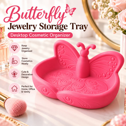 Butterfly Jewelry Storage Tray, 3D Printed Desktop Cosmetic Organizer, Decorative Jewelry Dish for Rings, Earrings